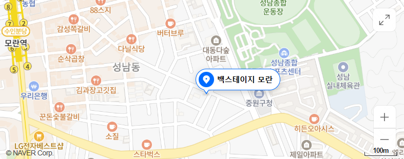 모란역 인근 백스테이지 모란 위치 안내 지도
